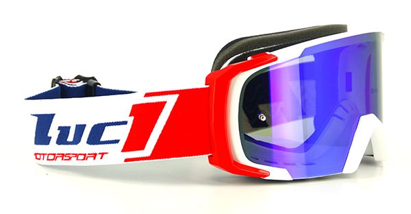 Luc1 - Masque Cross LUCKY - TEAM LUC1 - Blanc/Rouge - Ecran iridium Bleu +transparent