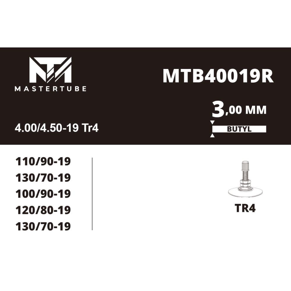 MASTERTUBE - CHAMBRE À Air - Renforcée - Cross - 4.00/4.50-19 Tr4 EPAISSEUR 3mm